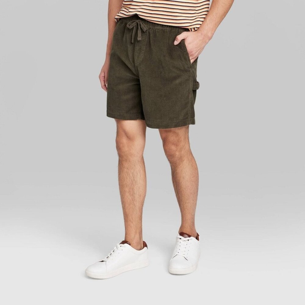 Men's 6.5" Regular Fit Pull-on Shorts - Original Use Dark Green S NEW